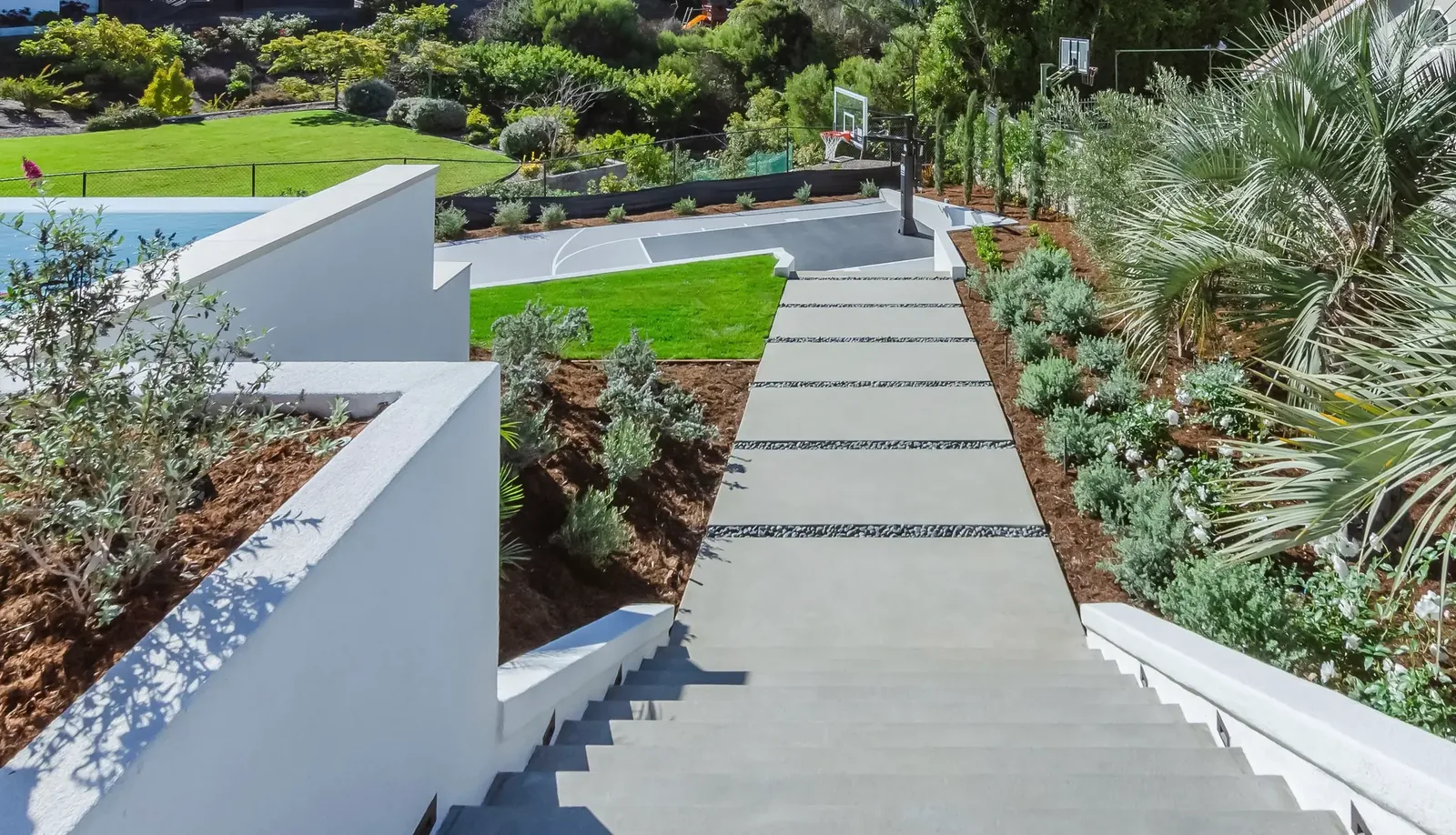 Elegant landscape design with integrated hardscaping
