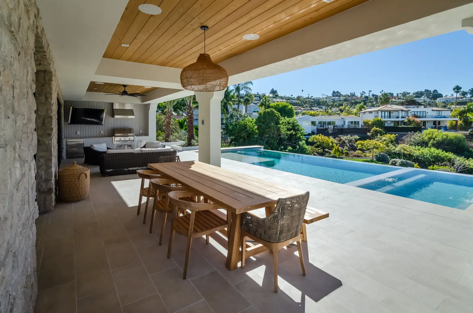 Custom outdoor kitchen in a luxury backyard