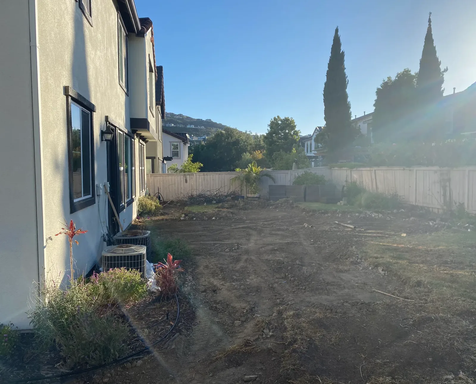 Backyard pavilion lawn project — before