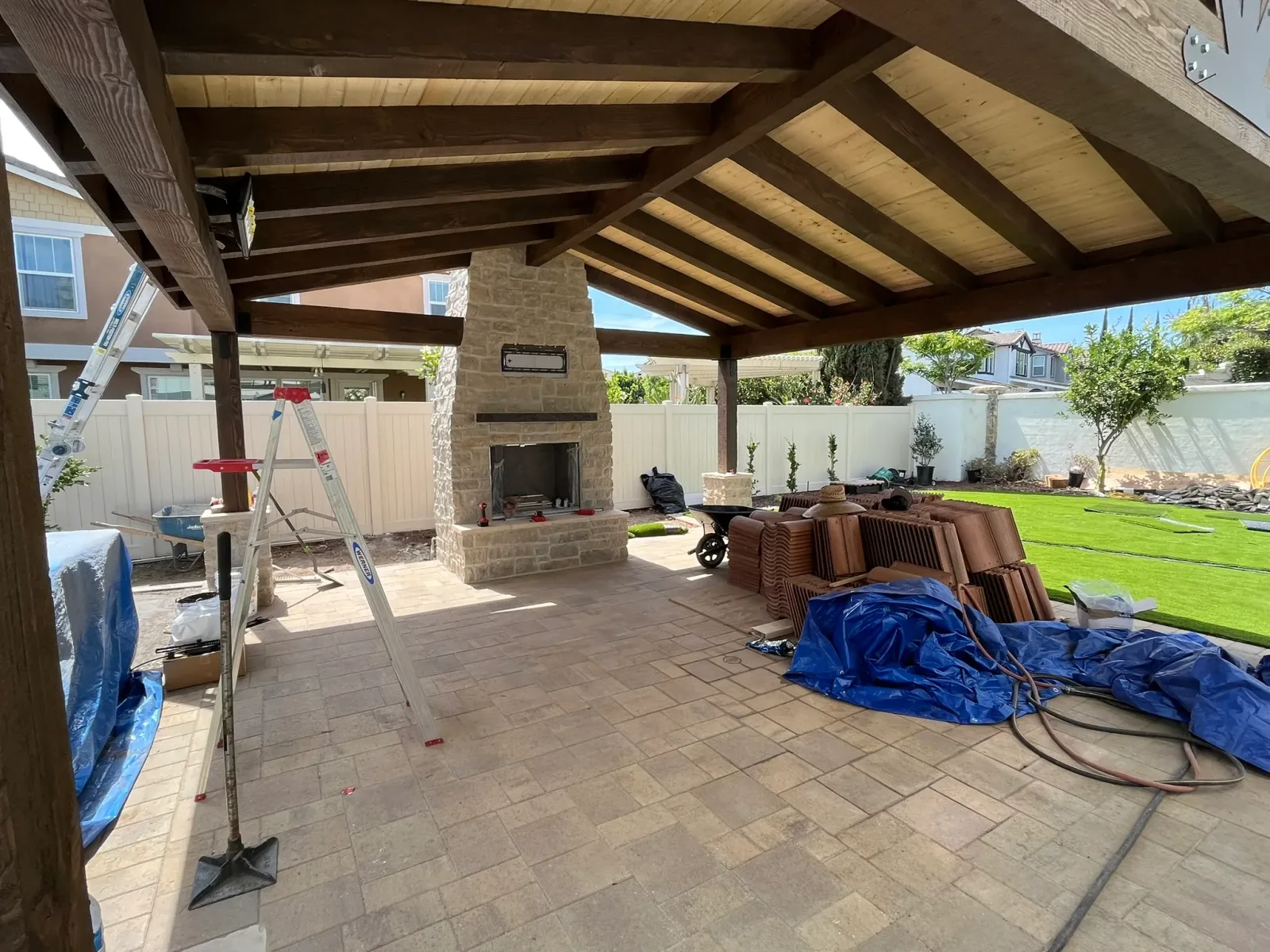 Finished concrete driveway and patio work in San Diego County